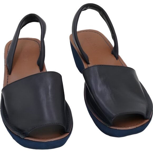 Kenneth Cole Reaction Fine Glass Navy Wedge Sandals Women US 8M EU 39 - Picture 1 of 6